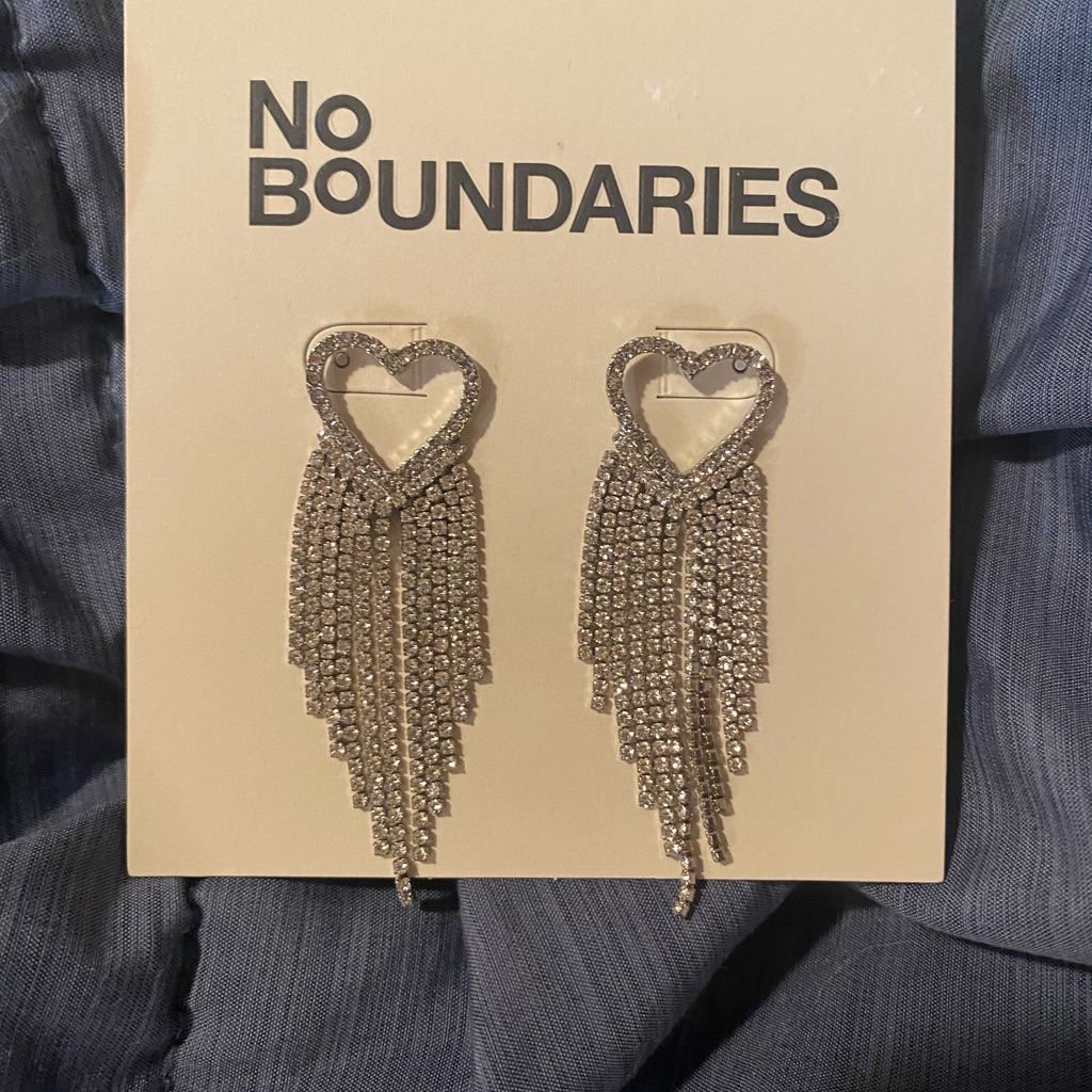 No Boundaries Silver Heart Tassel Earrings